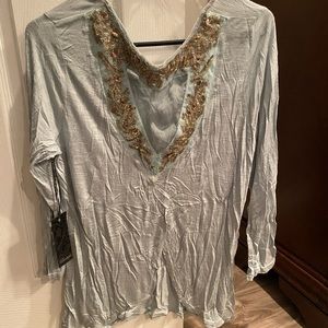 Buckle- bead/sequin back shirt, large, NWT